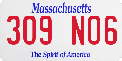 MA license plate 309NO6