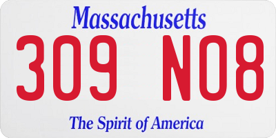 MA license plate 309NO8