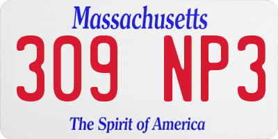 MA license plate 309NP3