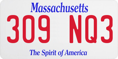 MA license plate 309NQ3