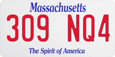 MA license plate 309NQ4