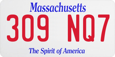 MA license plate 309NQ7