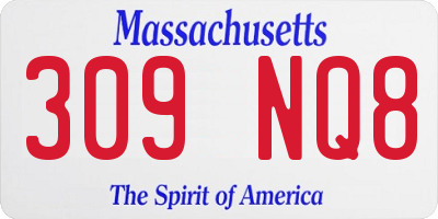 MA license plate 309NQ8