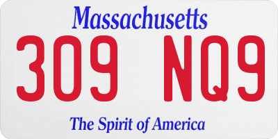 MA license plate 309NQ9