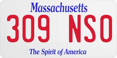 MA license plate 309NS0