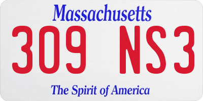 MA license plate 309NS3