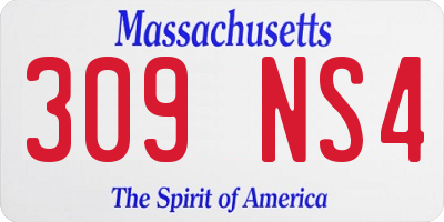 MA license plate 309NS4