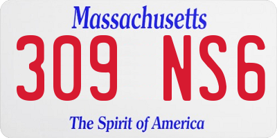 MA license plate 309NS6