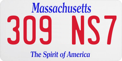 MA license plate 309NS7