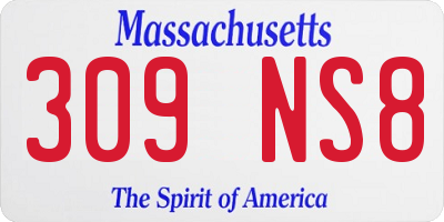 MA license plate 309NS8