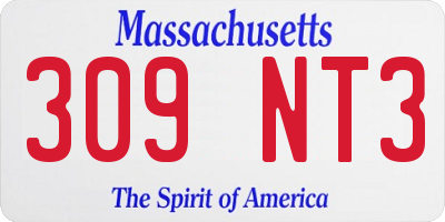 MA license plate 309NT3