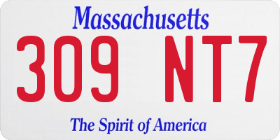 MA license plate 309NT7