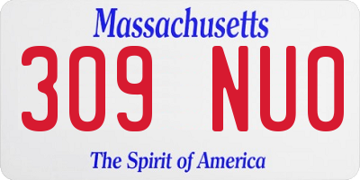 MA license plate 309NU0