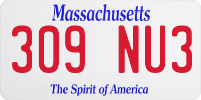 MA license plate 309NU3
