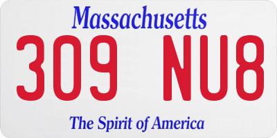 MA license plate 309NU8