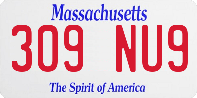 MA license plate 309NU9