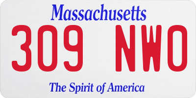 MA license plate 309NW0