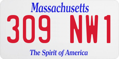 MA license plate 309NW1