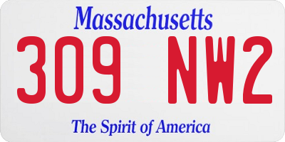 MA license plate 309NW2