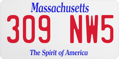 MA license plate 309NW5