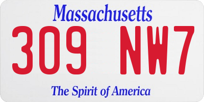 MA license plate 309NW7