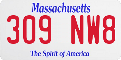MA license plate 309NW8