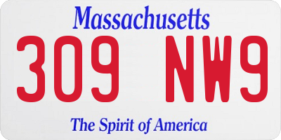 MA license plate 309NW9