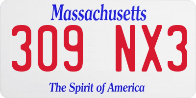MA license plate 309NX3