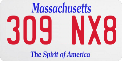 MA license plate 309NX8
