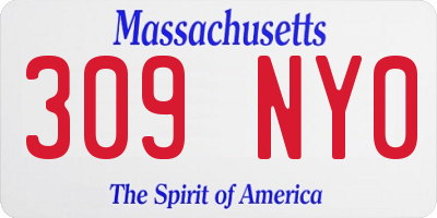 MA license plate 309NY0