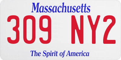 MA license plate 309NY2