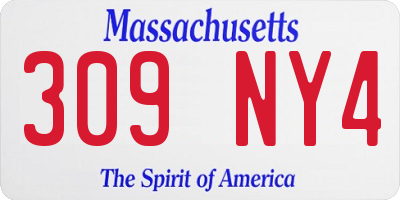 MA license plate 309NY4