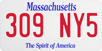 MA license plate 309NY5