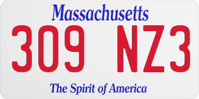 MA license plate 309NZ3