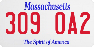 MA license plate 309OA2