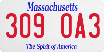 MA license plate 309OA3