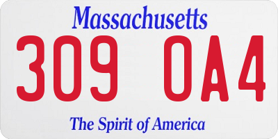 MA license plate 309OA4
