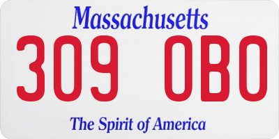 MA license plate 309OB0