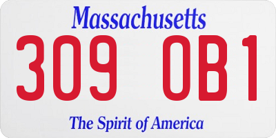 MA license plate 309OB1