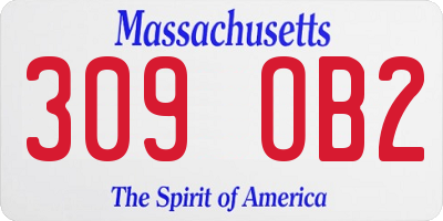 MA license plate 309OB2