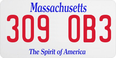 MA license plate 309OB3
