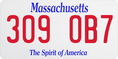 MA license plate 309OB7