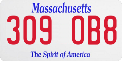 MA license plate 309OB8