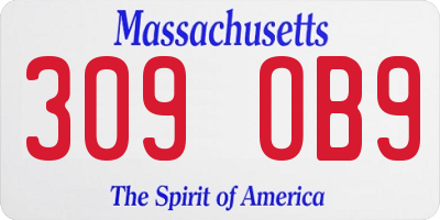 MA license plate 309OB9
