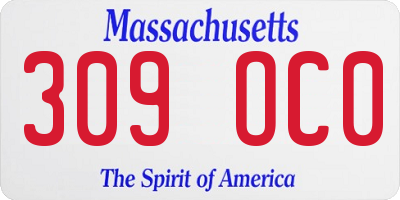 MA license plate 309OC0