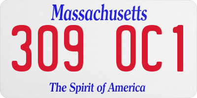 MA license plate 309OC1