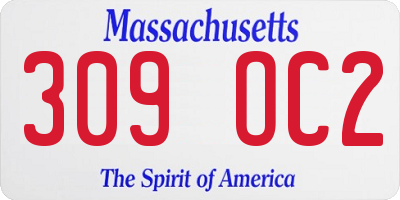 MA license plate 309OC2