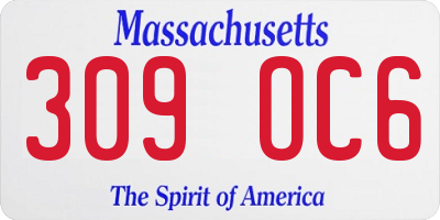MA license plate 309OC6