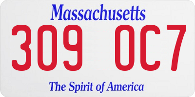 MA license plate 309OC7