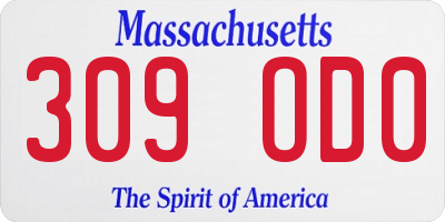 MA license plate 309OD0
